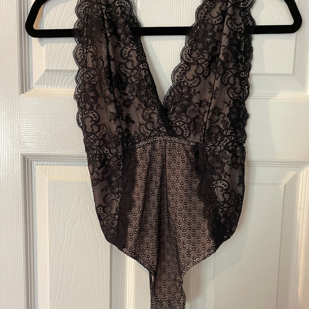 Olivaceous Black Lace Bodysuit
